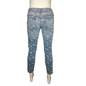 Free People Ditsy Flower Floral Denim Jeans Casual Low-Rise Ankle Women 26